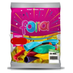 BALAO LISO HAPPY DAY FOLIA COM 50 SORTIDO