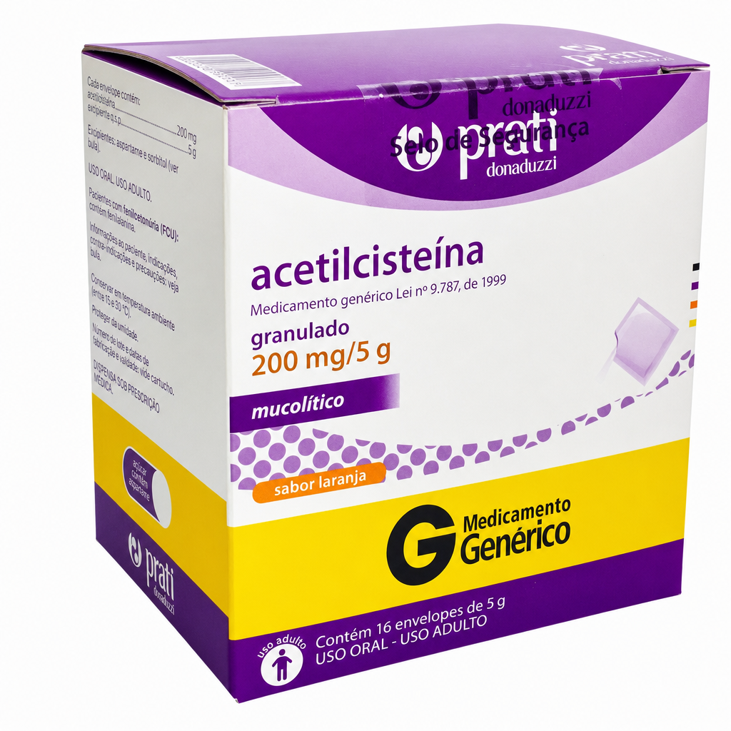 ACETILCISTEINA 200MG GRANULADO 16 ENVELOPES PRATI DONADUZZI