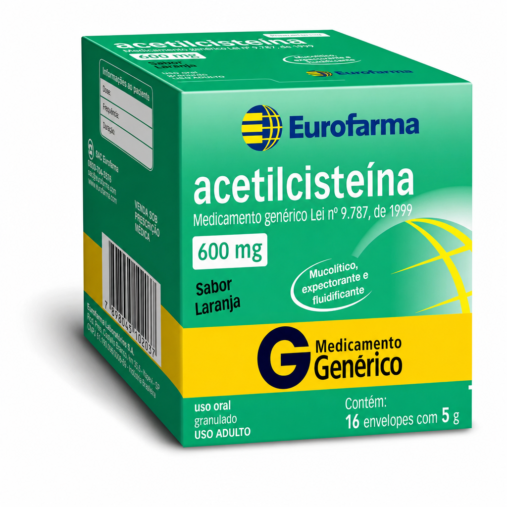 ACETILCISTEINA 600MG GRANULADO 16 ENVELOPES EUROFARMA