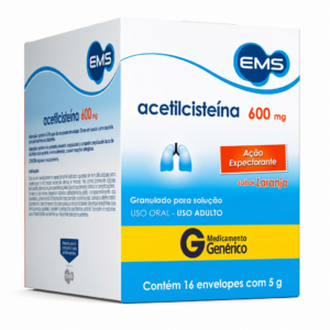 ACETILCISTEINA 600MG GRANULADO SABOR LARANJA 16 ENVELOPES EMS