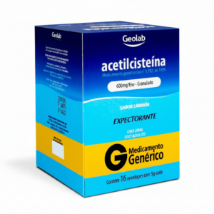 ACETILCISTEINA 600MG GRANULADO SABOR LARANJA 16 ENVELOPES GEOLAB