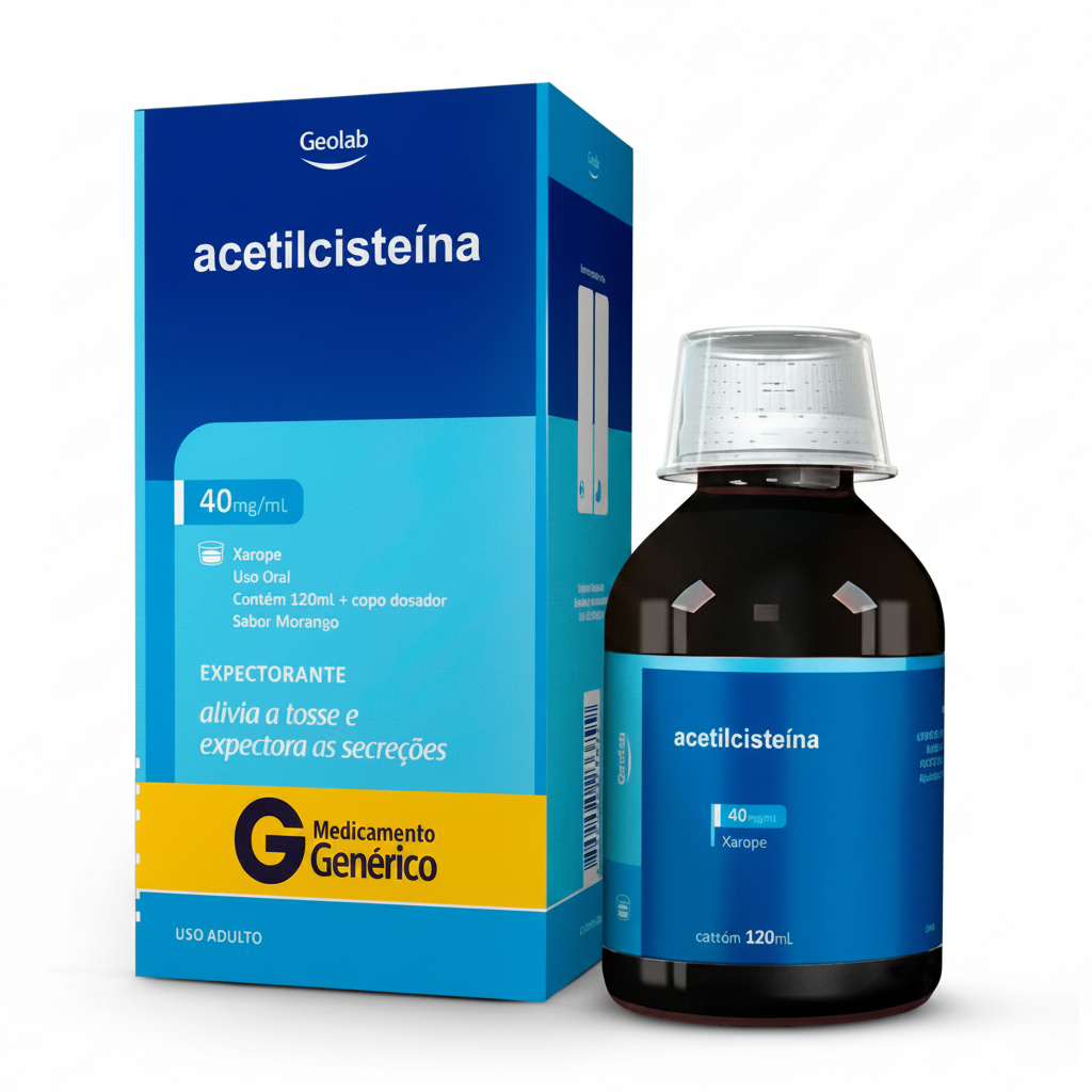 ACETILCISTEINA 40MG/ML XAROPE SABOR MORANGO 120ML GEOLAB