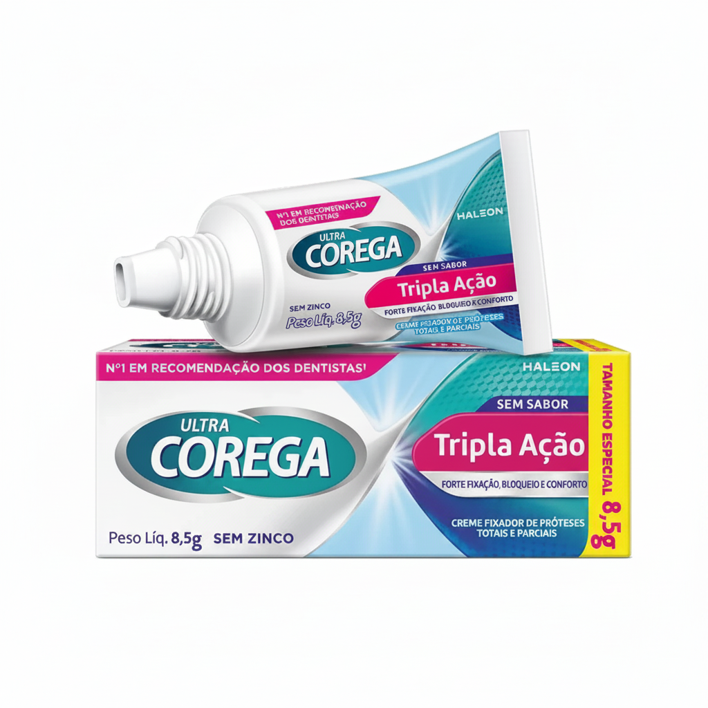 CREME FIXADOR DE DENTADURA ULTRA COREGA TRIPLA ACAO SEM SABOR 8,5G