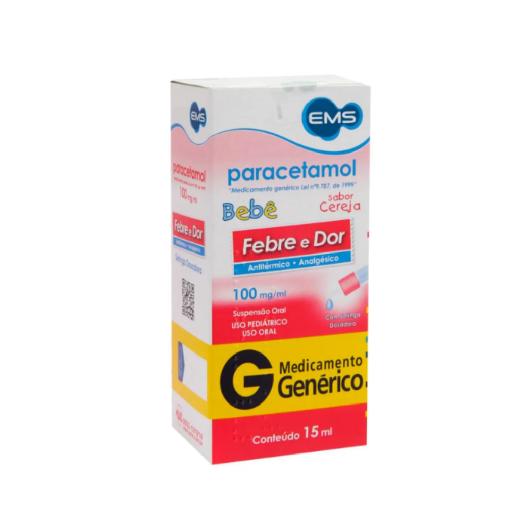 PARACETAMOL BEBE 100MG/ML SUSPENSAO ORAL SABOR CEREJA 15ML EMS