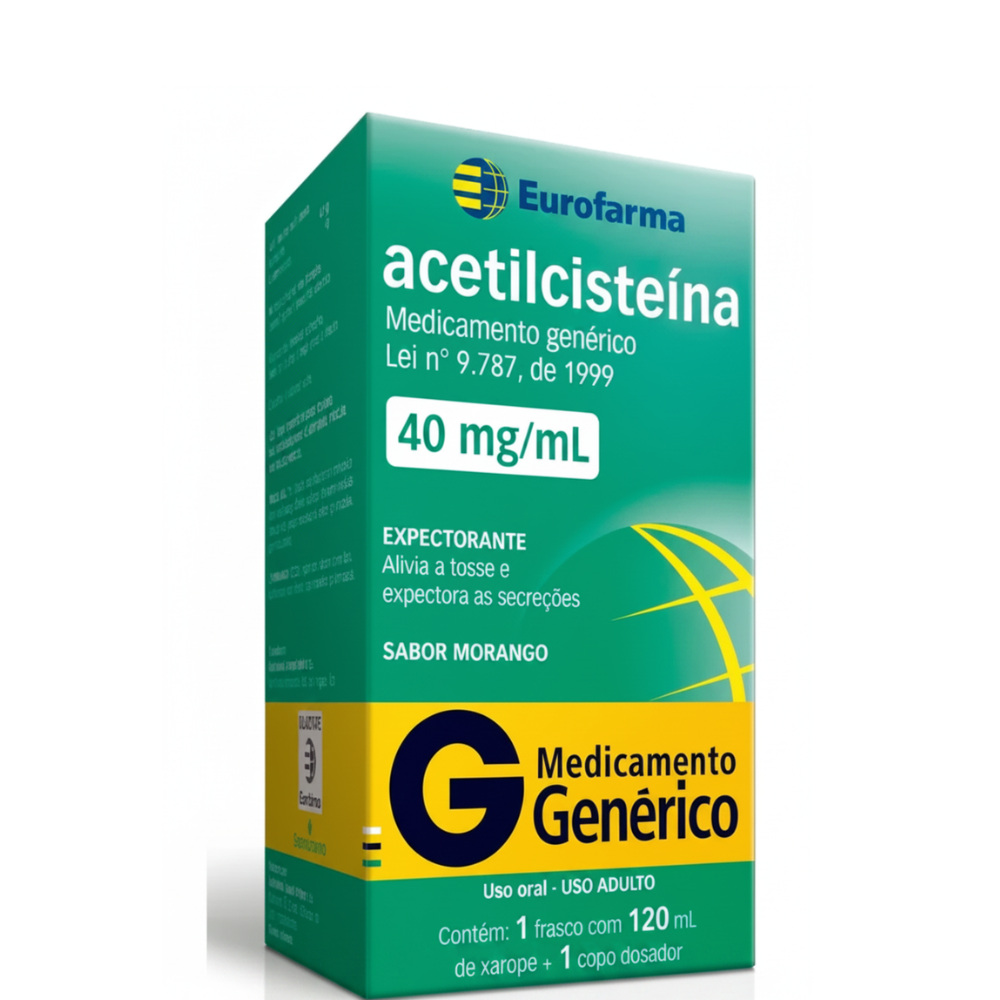 ACETILCISTEINA 40MG/ML XAROPE SABOR MORANGO 120ML EUROFARMA