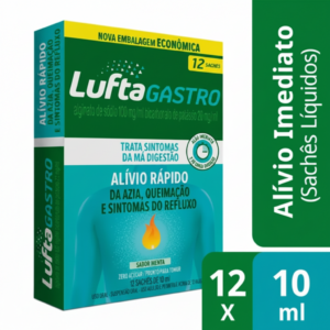 LUFTAGASTRO SACHE LIQUIDO ALGINATO DE SODIO 100MG/ML+BICARBONATO DE POTASSIO 20MG/ML SABOR MENTA SUSPENSAO ORAL 12 SACHE