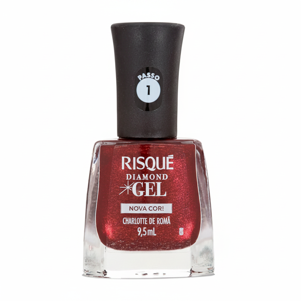 ESMALTE METALICO RISQUE DIAMOND GEL NOVA COR! 9,5ML CHARLOTTE DE ROMA