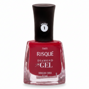 ESMALTE RISQUE DIAMOND GEL VERMELHO CEREJA HIPOALERGENICO COM 9,5ML