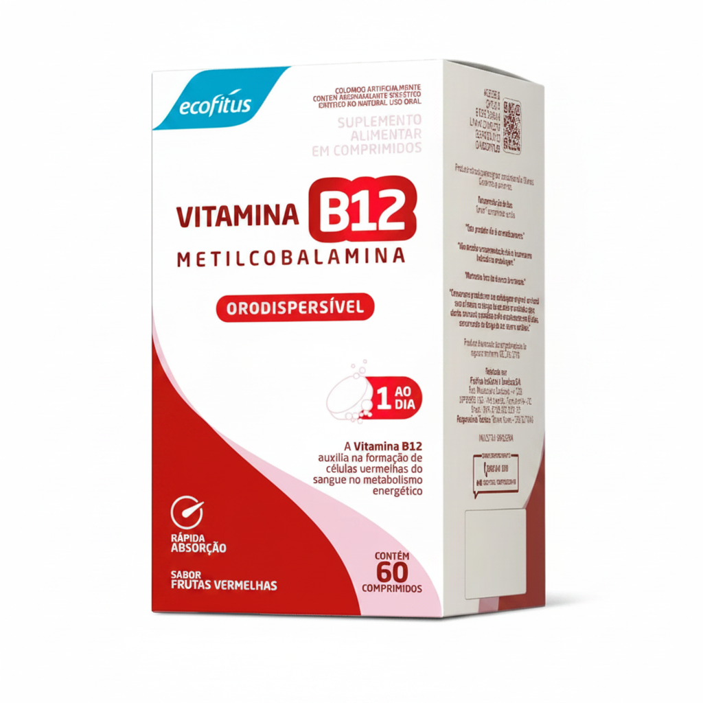 VITAMINA B12 METILCOBALAMINA 60 COMPROMIDOS ORODISPERSIVEIS FRUTAS VERMELHAS ECOFITUS