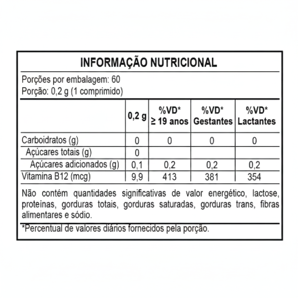 VITAMINA B12 METILCOBALAMINA 60 COMPROMIDOS ORODISPERSIVEIS FRUTAS VERMELHAS ECOFITUS - Imagem 2