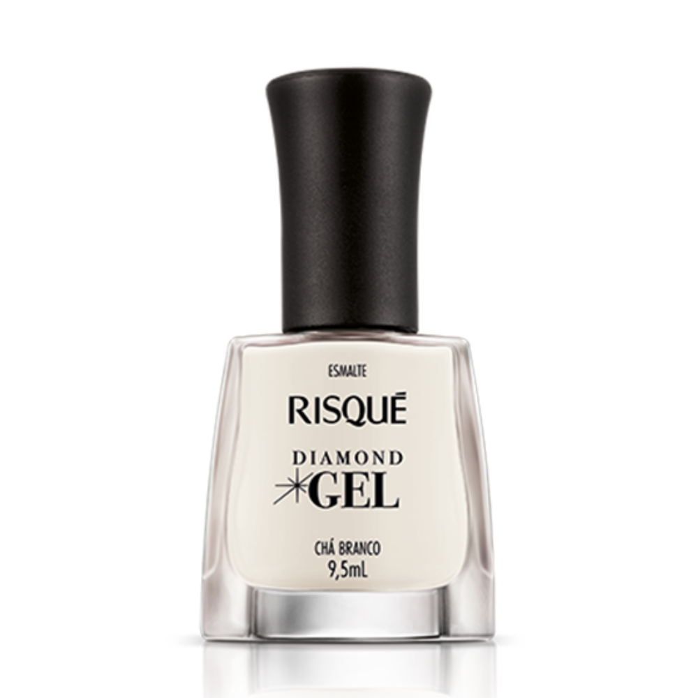 ESMALTE RISQUE DIAMOND GEL CHA BRANCO HIPOALERGENICO COM 9,5ML