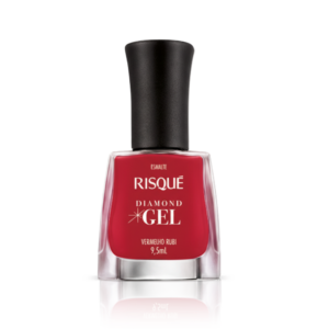 ESMALTE RISQUE DIAMOND GEL VERMELHO RUBI HIPOALERGENICO COM 9,5ML